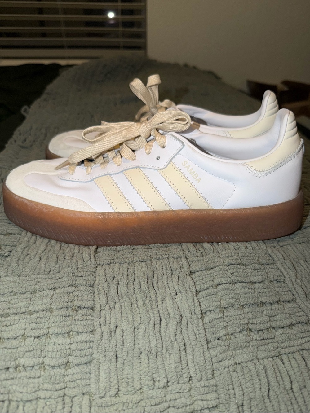 adidas Samba Platform Sneakers - White & Cream with Gum Sole